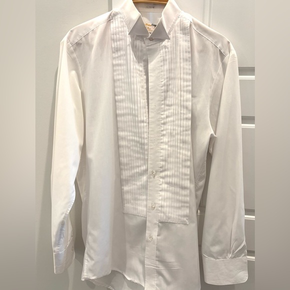 After Six White Tuxedo Shirt with Standard Pointed Collar and Subtle Texture - Picture 4 of 6